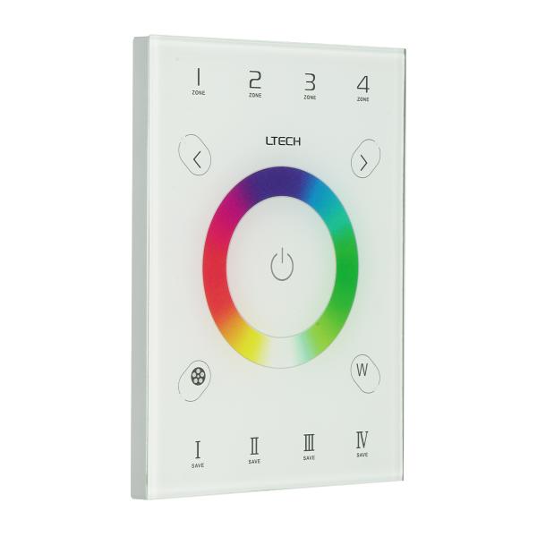 DMX-RGBW-WHEEL Series Wall Mounted, Multi-Function RGBW Touch Panel, 4 Zone Control