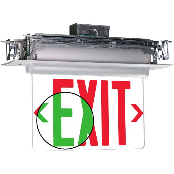 S900U-RG Series Universal Swivel Mount, Field-Switchable Red/Green LED Edge-Lit Exit
