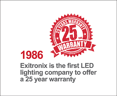 Exitronix is the first LED lighting company to offer a 25 year warranty